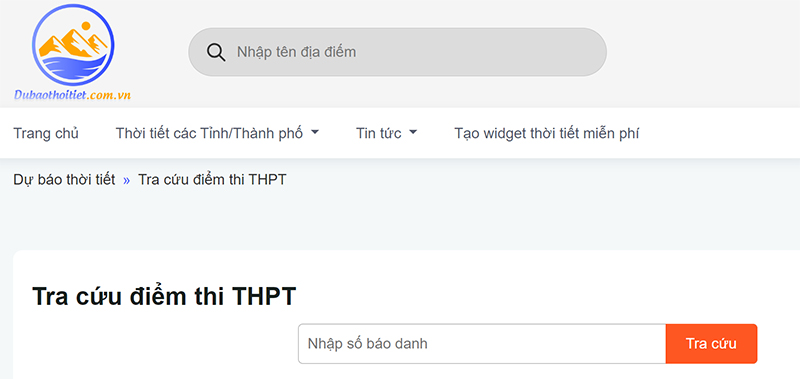 Tra cứu điểm thi tốt nghiệp THPT tại website thoi-tiet.com